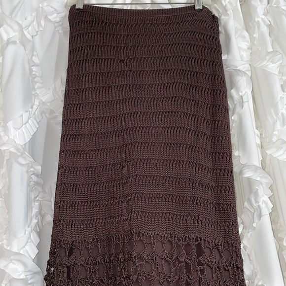 Chicos chocolate Brown knit lace maxi skirt thick and lined - Picture 1 of 5